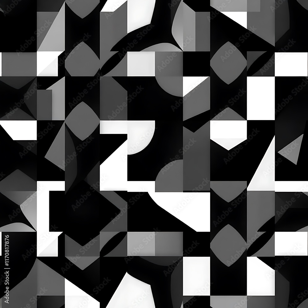 Aufkleber abstract geometric pattern: a contemporary and stylish design featuring a dynamic interplay of black