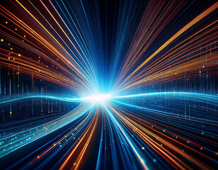 Obraz premium Abstract tech concept with glowing lines 