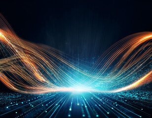 Abstract tech concept with glowing lines 