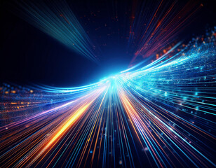 Abstract tech concept with glowing lines 