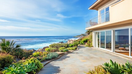 Fototapeta premium Stylish Coastal Architecture with Panoramic Ocean Views
