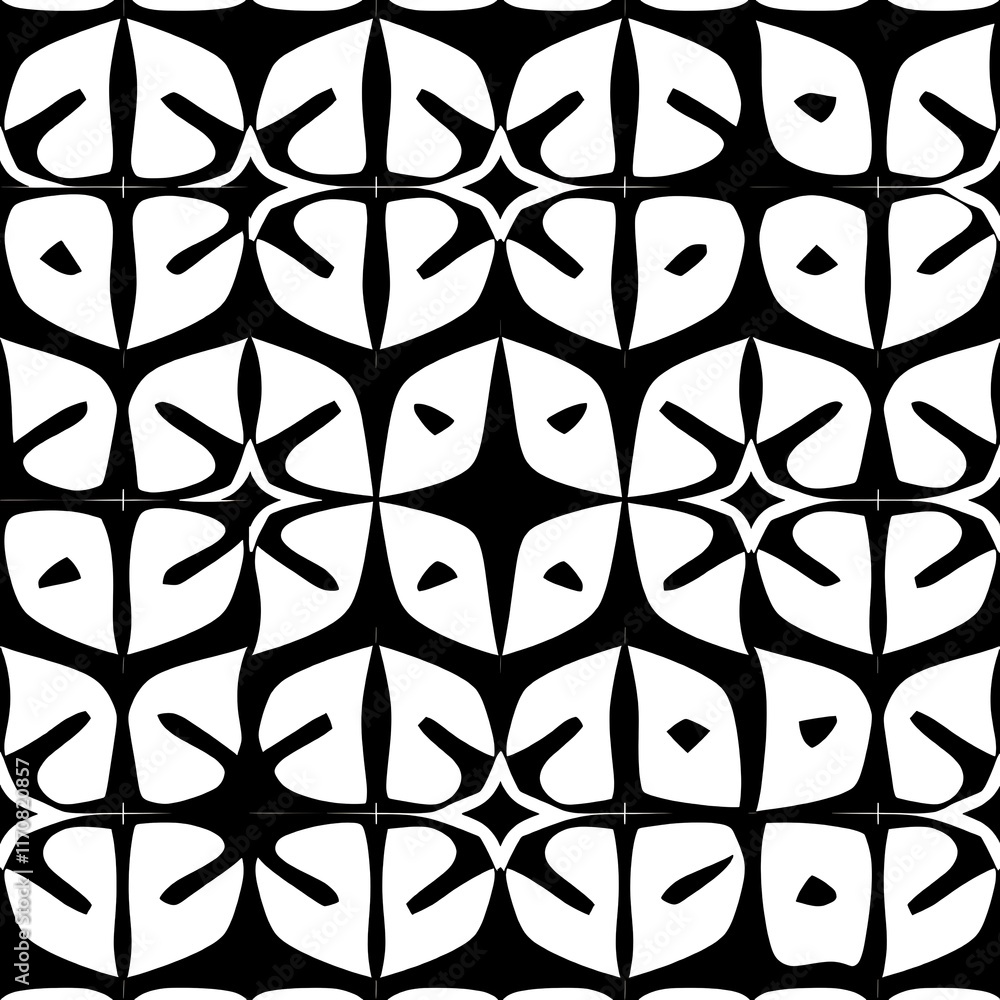 Poster geometric black and white pattern: a captivating seamless pattern, featuring a bold black and white 