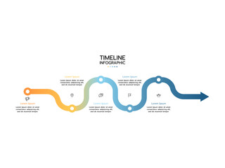 Business process. Timeline infographics with 5 steps, circles, arrows. Vector chart.