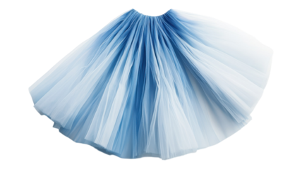 Light blue tulle skirt with an elegant ombre effect displayed on a transparent background.