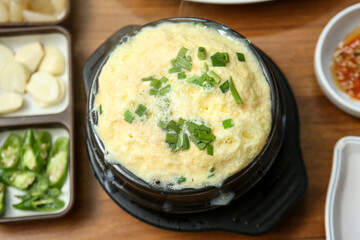 Korean traditional food. steamed egg