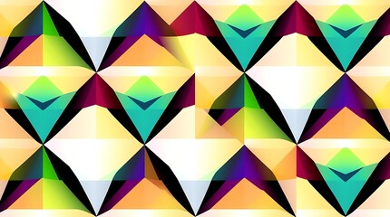 Vibrant Geometric Abstract: A captivating pattern of colorful, multifaceted shapes creates a dynamic and visually stimulating abstract design. Perfect for backgrounds, presentations.