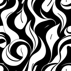 Fototapeta premium Abstract Black and White Swirling Pattern: A mesmerizing seamless pattern of swirling black and white lines creates a dynamic and abstract design.