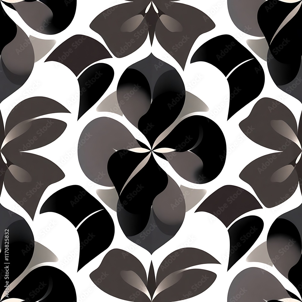 Poster black and white floral seamless pattern: a sophisticated and elegant pattern featuring a black and w