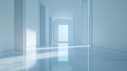 Fototapeta premium Illuminated modern corridor a minimalist architectural perspective
