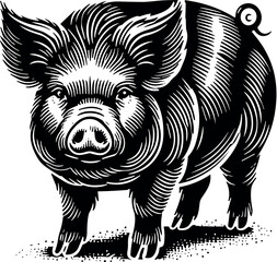 Obraz premium Pig vector black silhouette cricut design for T-shirt