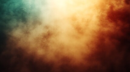 Obraz premium Abstract smoky background with teal, orange, and brown colors.