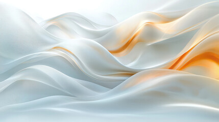 Obraz premium Abstract flowing white and gold fabric waves.