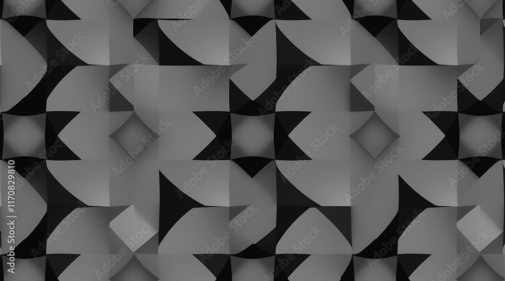 Poster abstract geometric pattern in monochrome: a captivating visual abstract pattern with geometric eleme