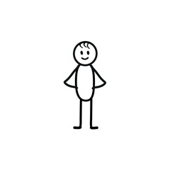happy man, sketch, man standing smiling, pictogram of a human figure, flat vector illustration