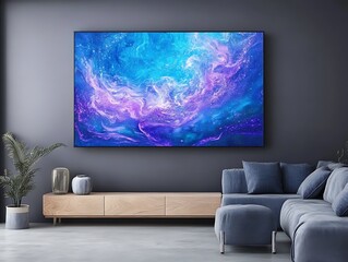 abstract fluid art design with blue and purple swirling textures