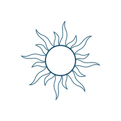 Sun vintage frame template, sun tattoo design sketch vector outline. Element for creating a logo pattern