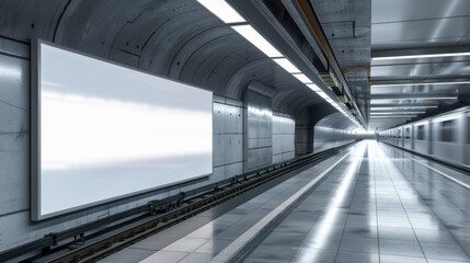 blank advertising billboard in subway station