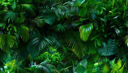 Lush Tropical Green Leaves Background Illustration