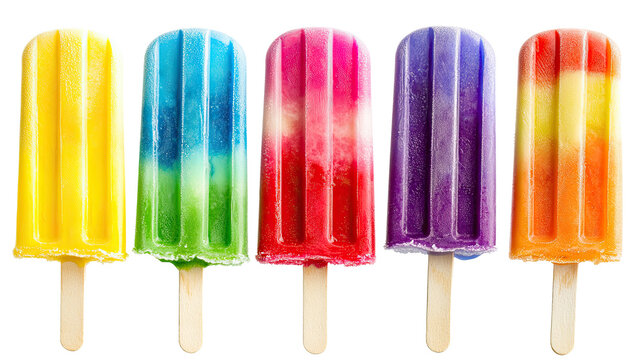 Ice popsicle lolly isolated on white transparent background