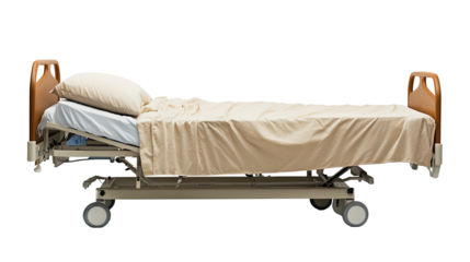Hospital bed isolated on white transparent background