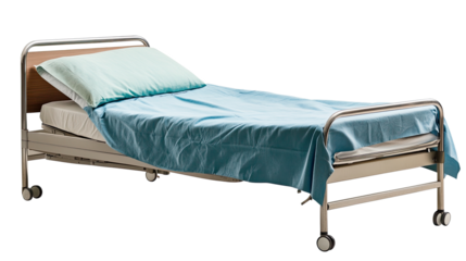 Hospital bed isolated on white transparent background