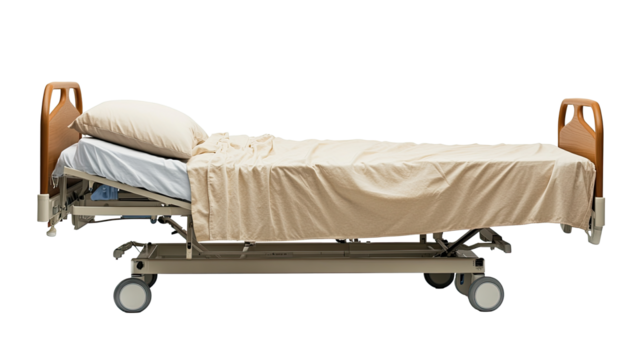 Hospital bed isolated on white transparent background