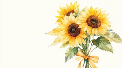 Fototapeta premium Watercolor style of Yellow sunflower background,abstract sunflower floral seamless pattern for rustic wedding design, thanksgiving decoration, scrapbooking,Elements,hand drawn illustration.