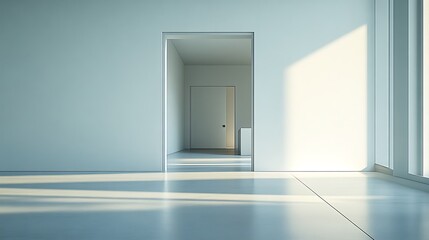 Minimalist empty room with door and window.