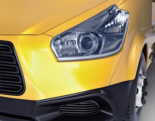 Close-up of a modern yellow delivery van's front view © Zurel