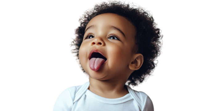 Playful Toddler Sticking Out Tongue for Adorable Childhood Photos and Creative Marketing Materials.