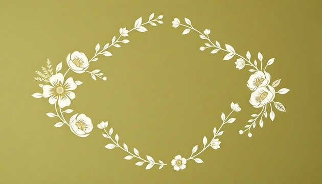 Elegant Floral Wreath Design on Olive Green Background