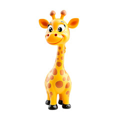 Toy funny giraffe. Isolated on transparent background.