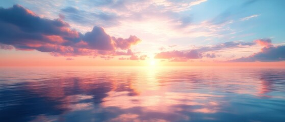 Fototapeta premium Serene Sunset over Calm Ocean.