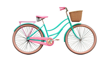 Fototapeta premium Vibrant Bicycle with a Front Basket Ideal for Urban Photography and Outdoor Activities.