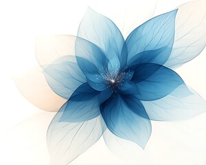Abstract blue and beige flower on white background.