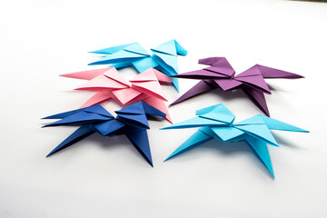 Little paper pony on white background. Origami animal. Paper crafts.