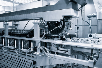 PET Dairy bottles blowing. The plastic bottle blowing machine.Heating process for plastic bottle...