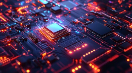 Obraz premium Advanced Technology Circuit Board with Dynamic Angles