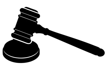 Justice gavel vector silhouette illustration on white background