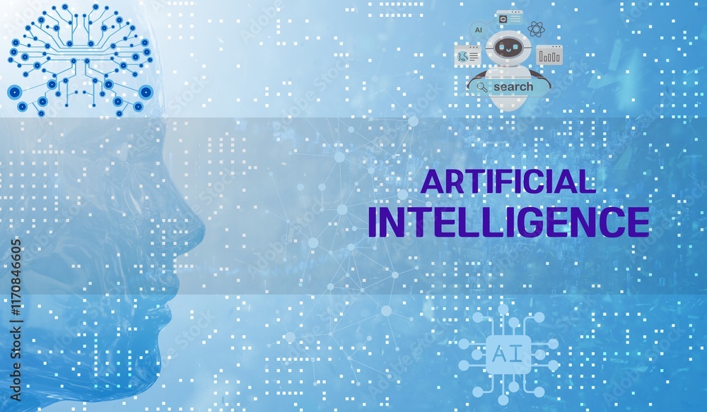 Fototapete an innovative design that shows artificial intelligence technology using modern neural network graph