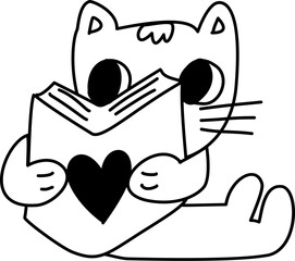 illustration of a cat holding a book