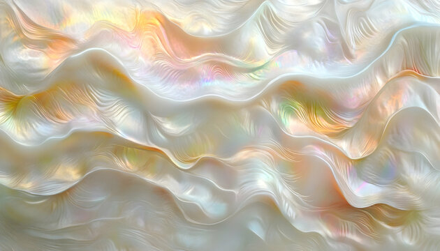 Abstract Wave Illustration, Iridescent Pearl Texture