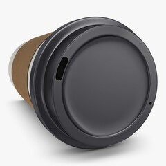 Coffee cup resting on its side with a brown sleeve