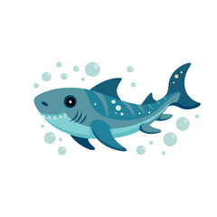 Cookie Cutter Shark under water animal isolated flat vector illustration on white background