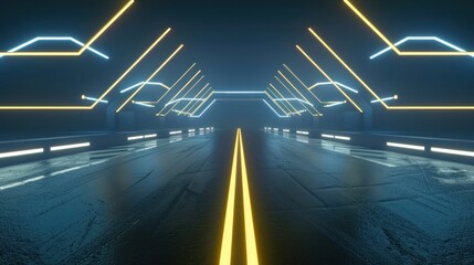 Neon Roadway in Futuristic Setting