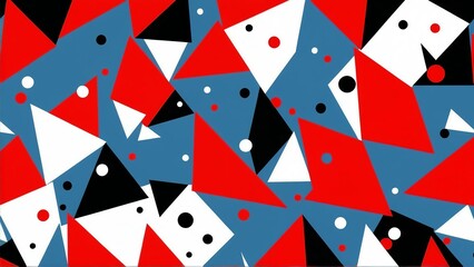 Obraz premium A dynamic abstract background with sharp, irregular forms in shades of blue, red, and white, creating a striking and energetic visual effect.