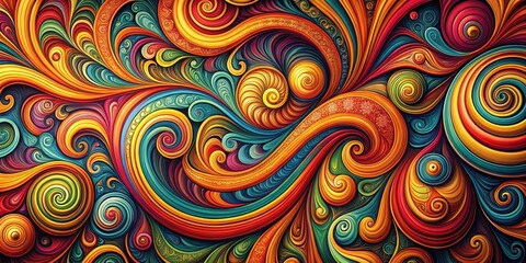 Obraz premium Vintage psychedelic swirls , statement piece, eclectic decor, statement piece