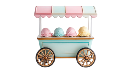 Charming Vintage Ice Cream Cart Perfect for Outdoor Events and Summer Parties Featuring a Retro Design to Attract Customers.