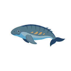 Cryptoclidus under water animal isolated flat vector illustration on white background