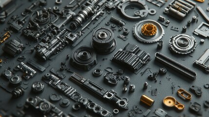 Fototapeta premium Detailed Mechanical Components with Realistic Textures
